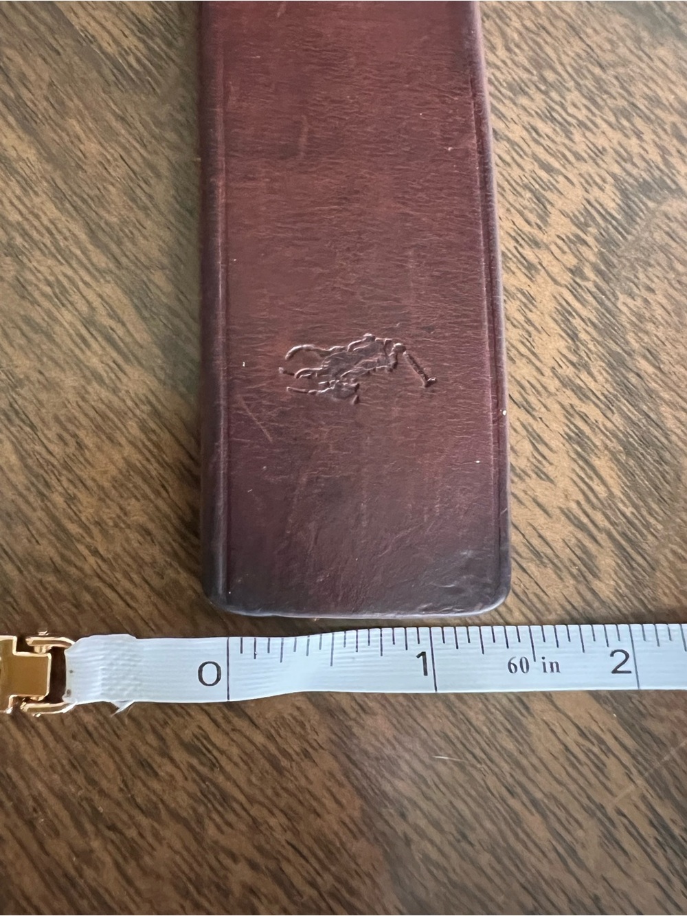VTG Polo Ralph Lauren Brown Leather Heritage Brass Roller Buckle Belt Size 34/85 - Picture 8 of 9